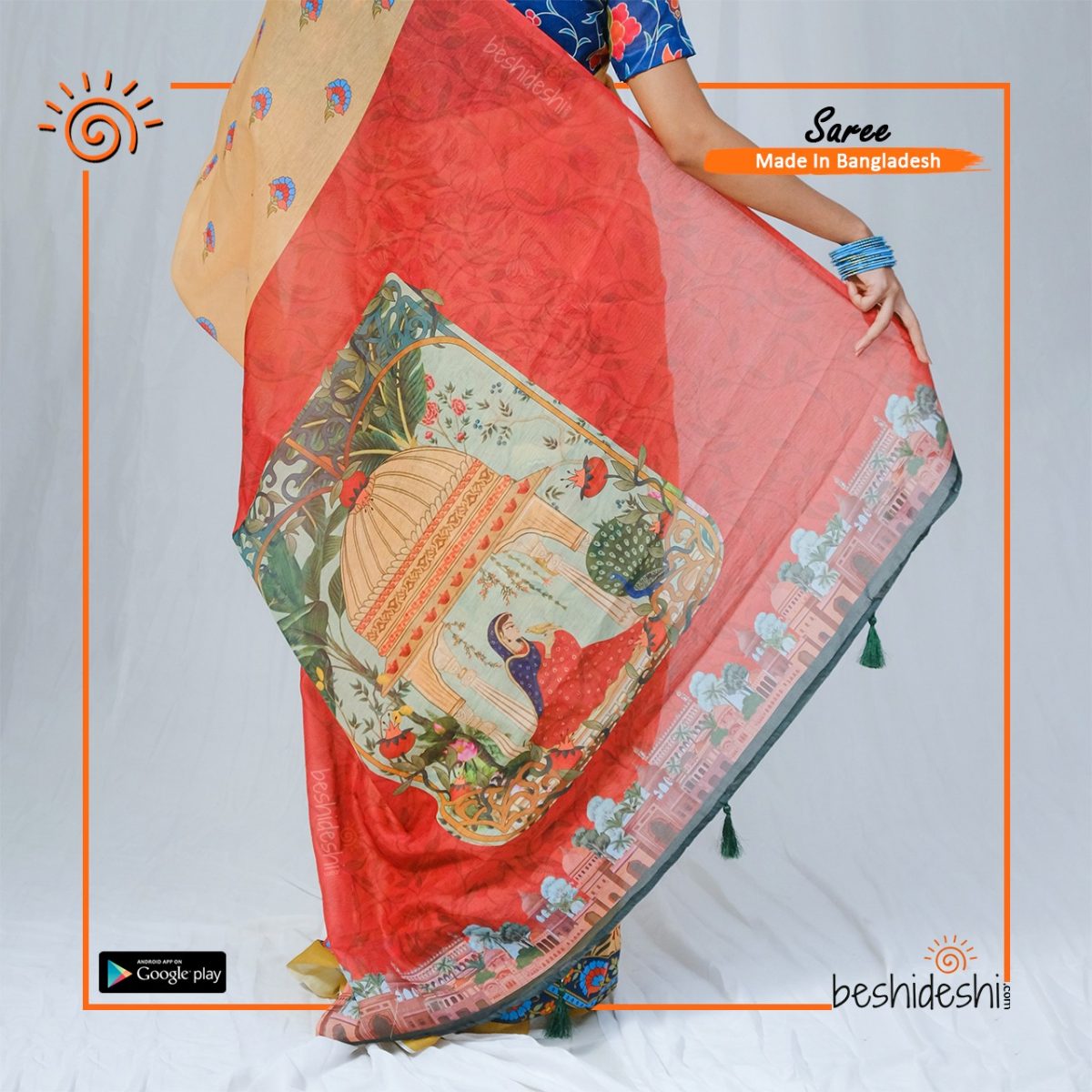 Mughal Garden Silk Saree