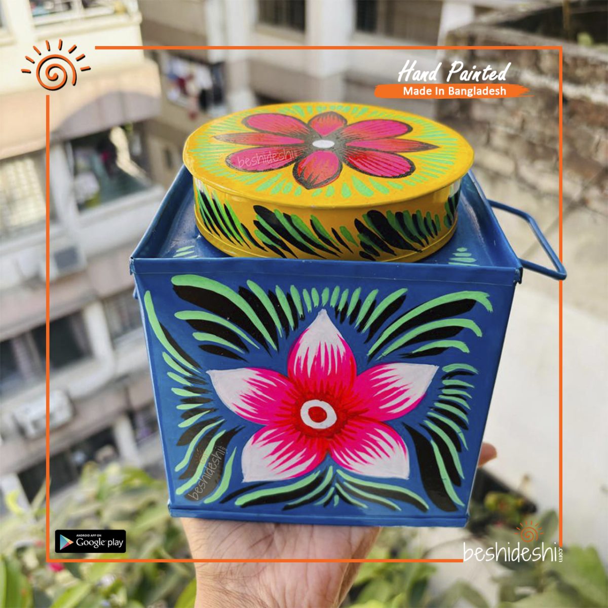 Rickshaw Painted Murir Tin (Small)