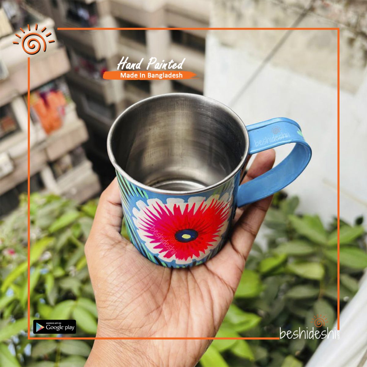 Rickshaw Painted Tin Mug