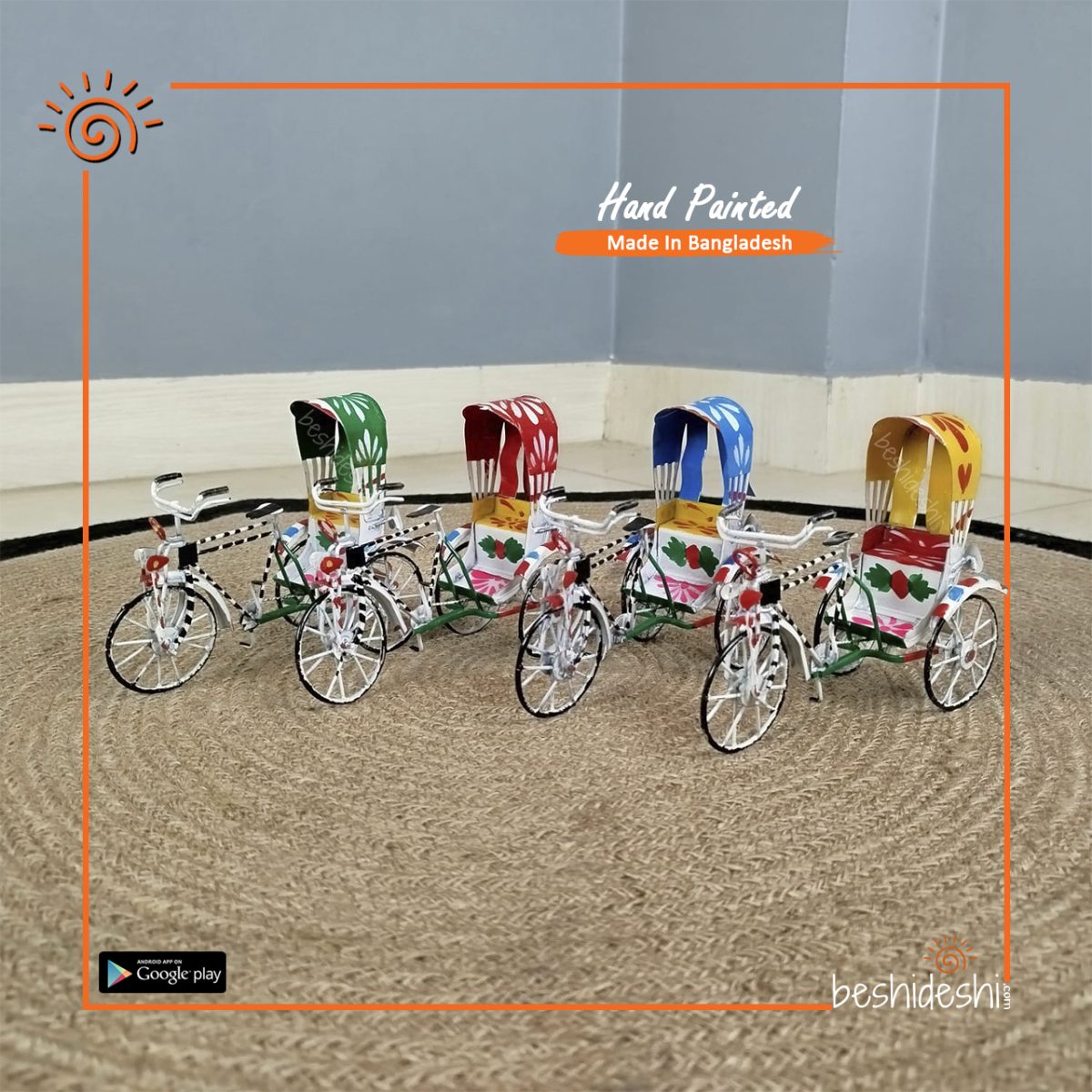 Hand Painted Miniature Mini Rickshaw