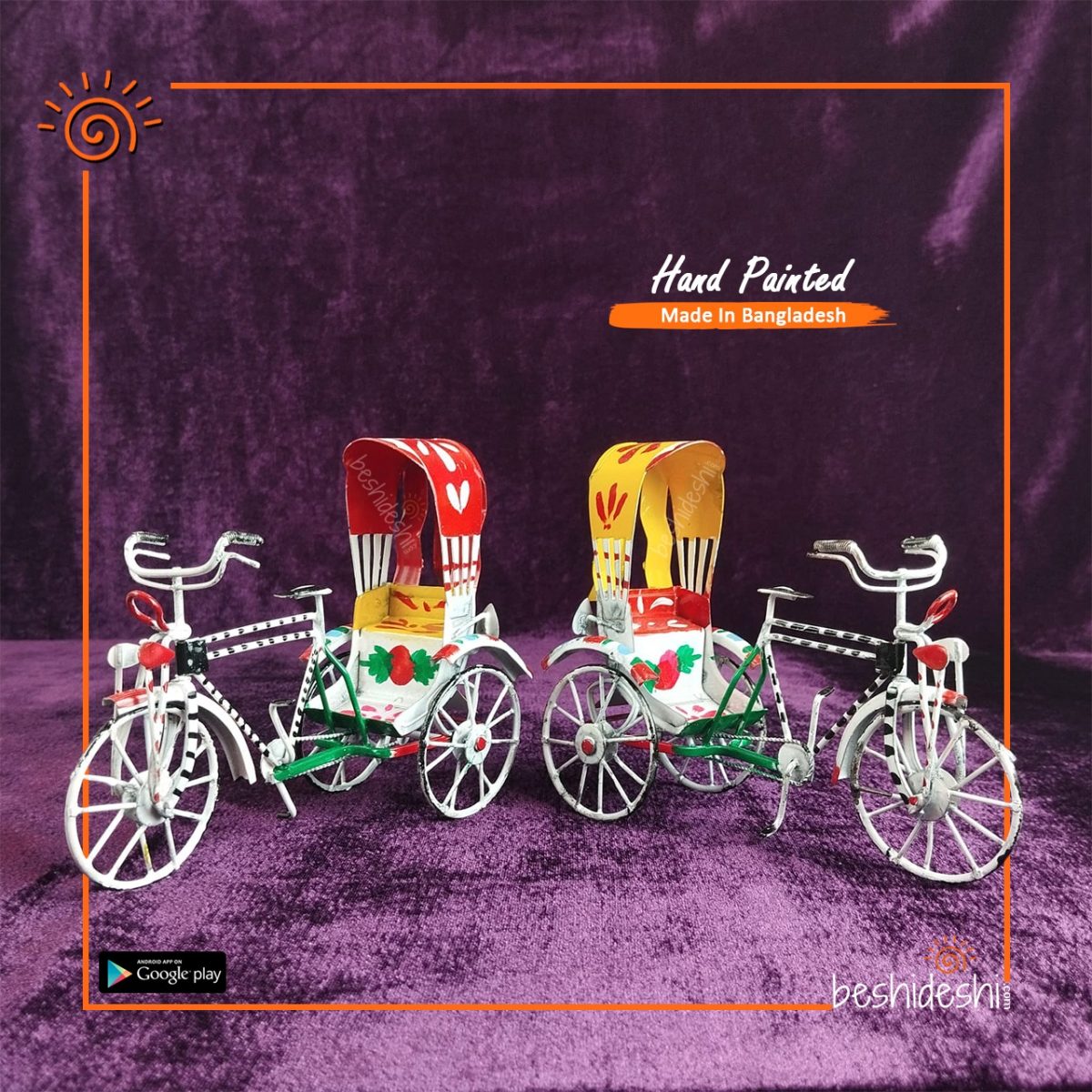 Hand Painted Miniature Mini Rickshaw