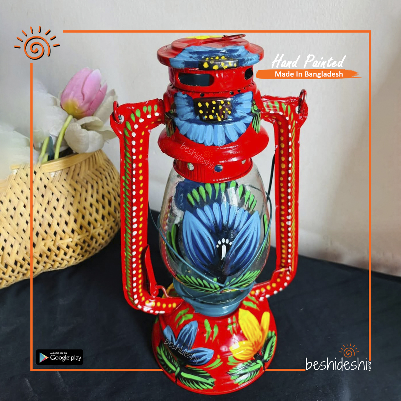 03 Hand Painted Hurricane Lamp