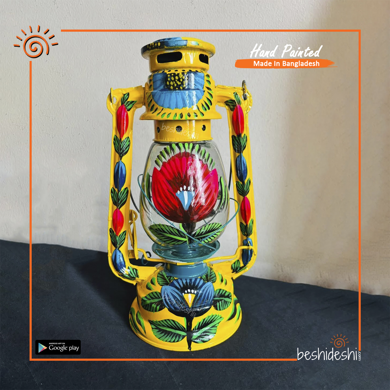 04 Hand Painted Hurricane Lamp