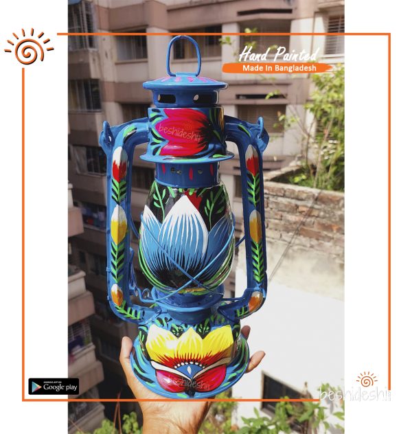Hand Painted Hurricane Lamp