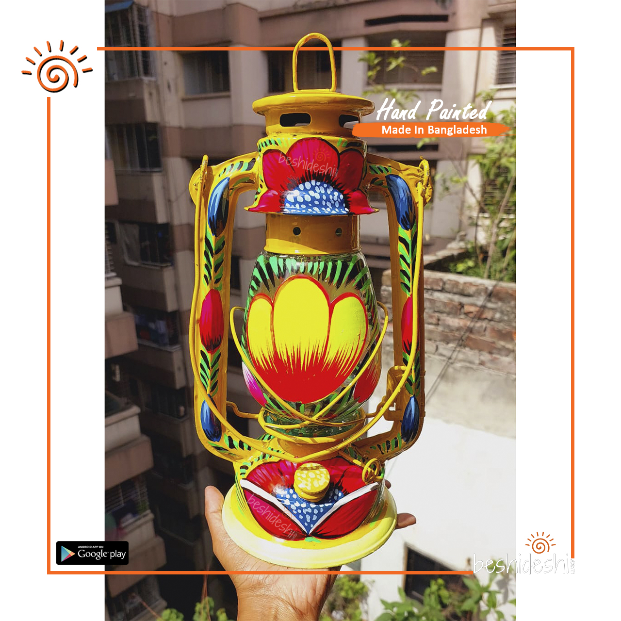 07 Hand Painted Hurricane Lamp