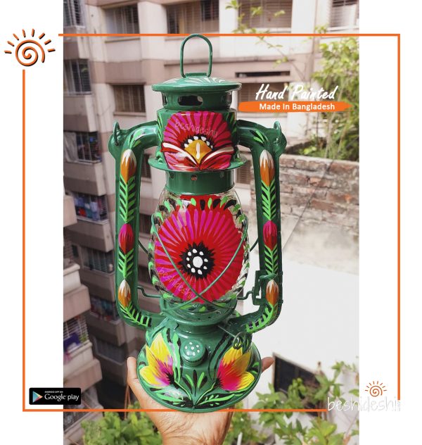 Hand Painted Hurricane Lamp