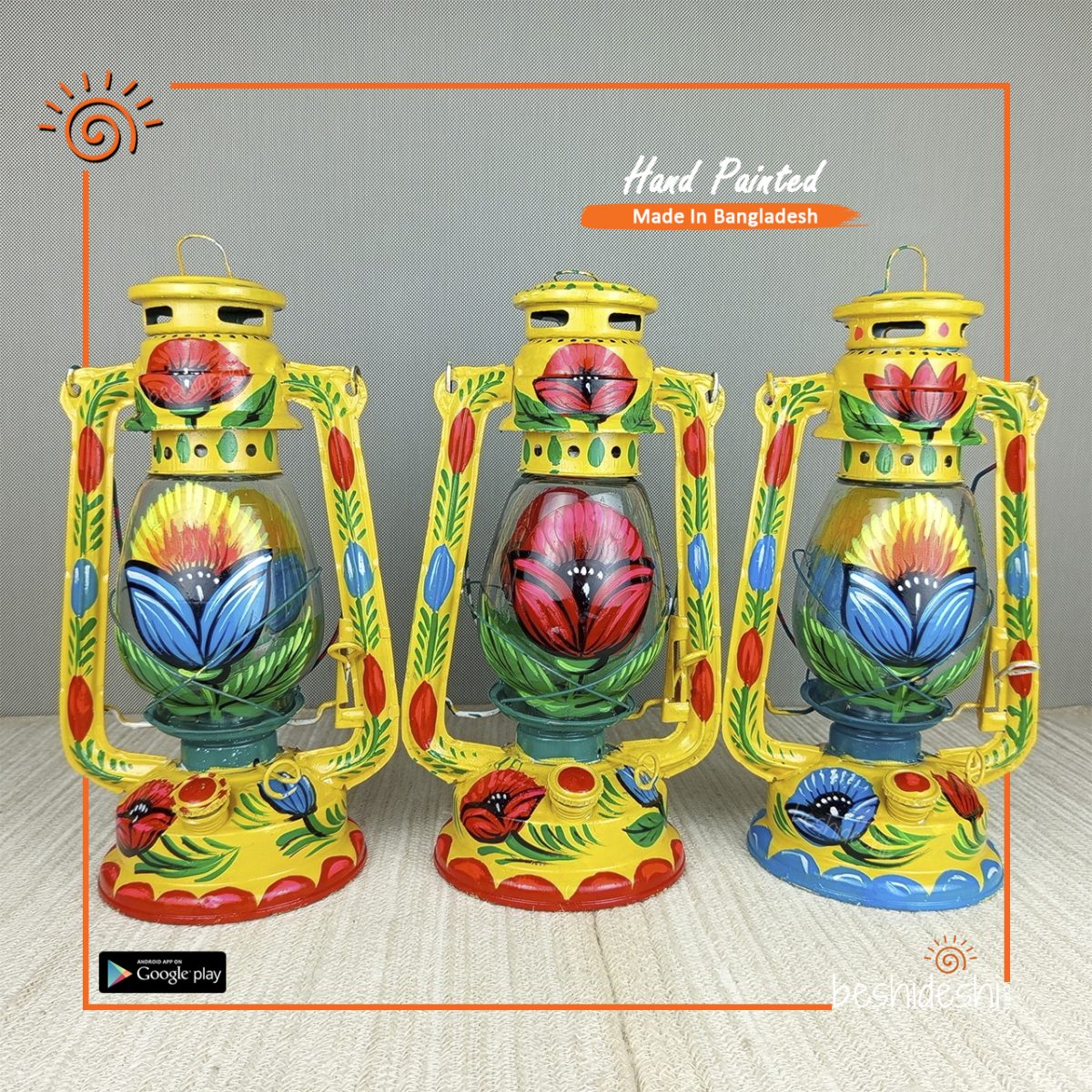 Hand Painted Hurricane Lamp