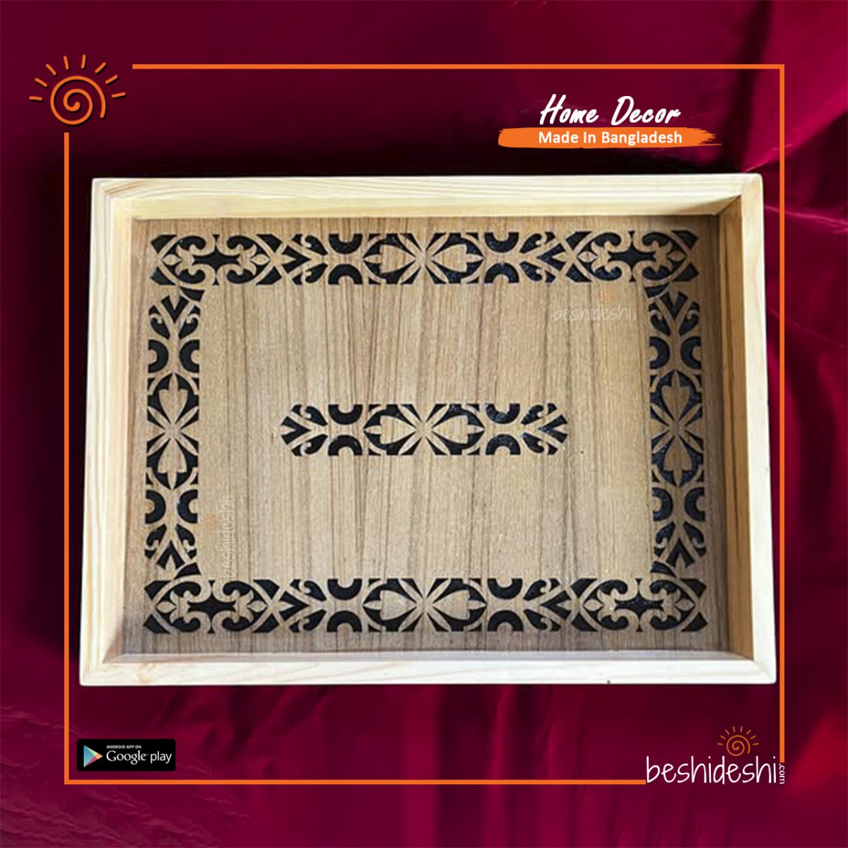 Decorated Wooden Serving Tray