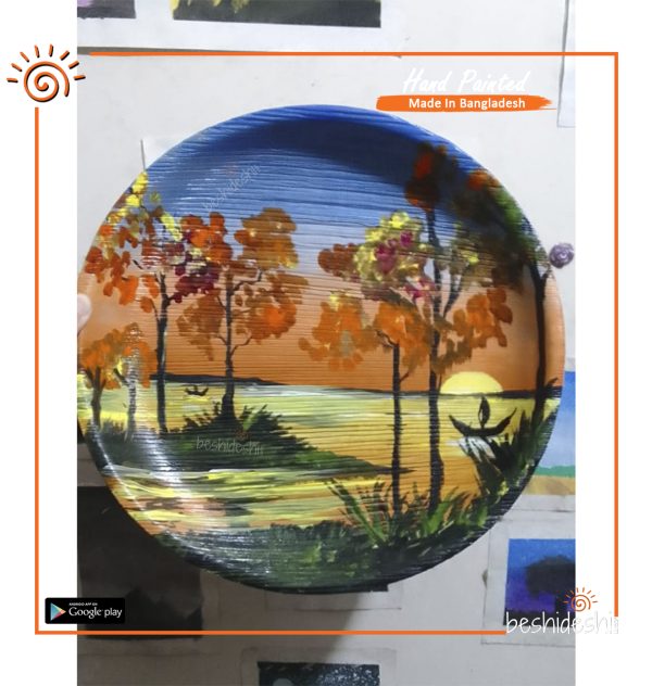 Areca Leaf Scenery Painting Plate