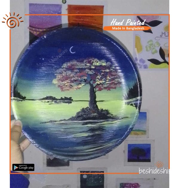 Areca Leaf Scenery Painting Plate