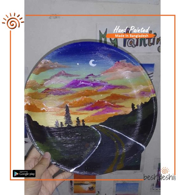 Areca Leaf Scenery Painting Plate