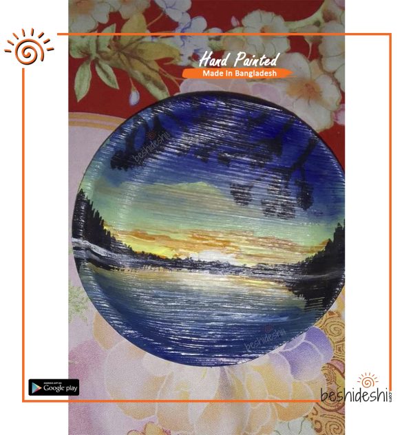 Areca Leaf Scenery Painting Plate