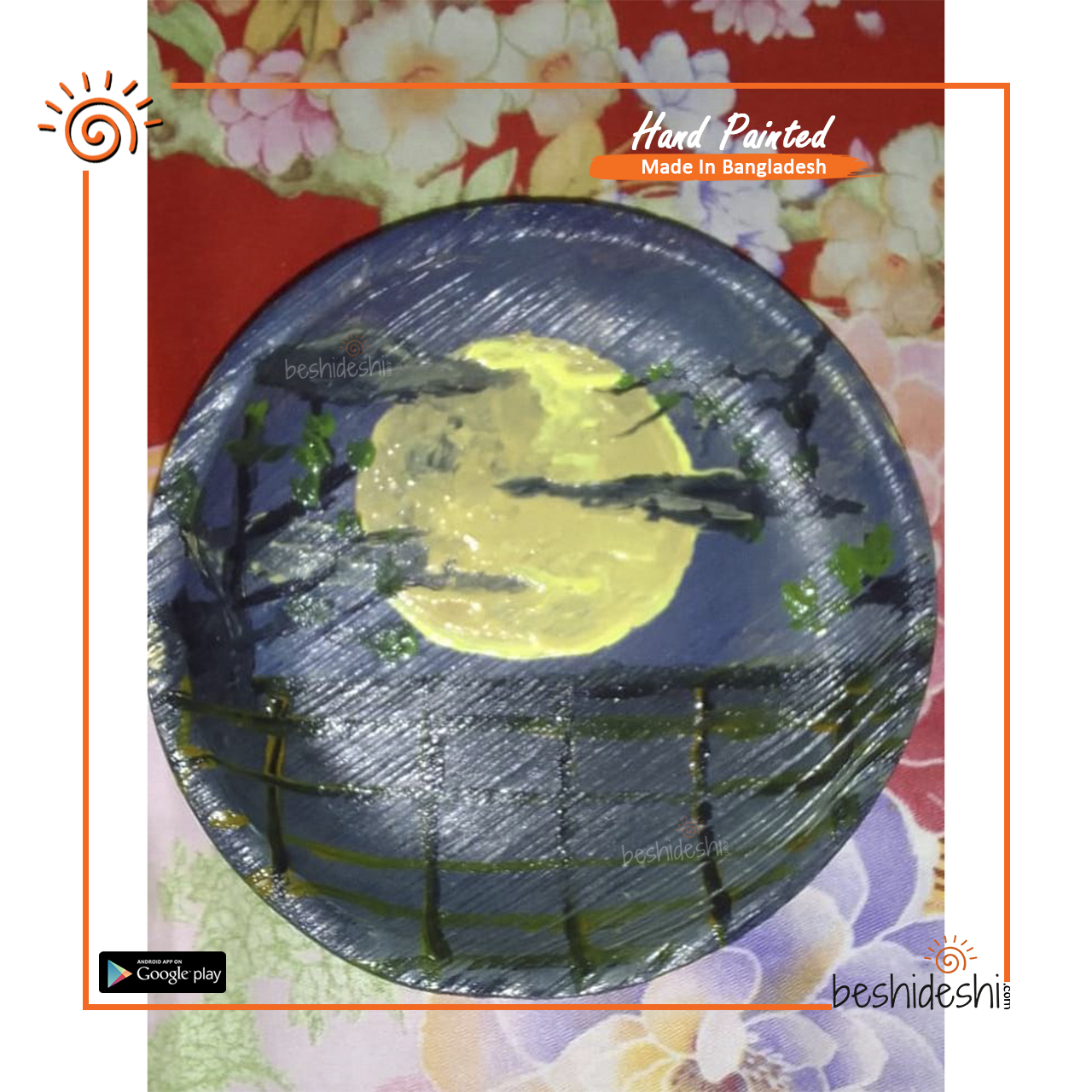 07 Areca Leaf Scenery Painting Plate