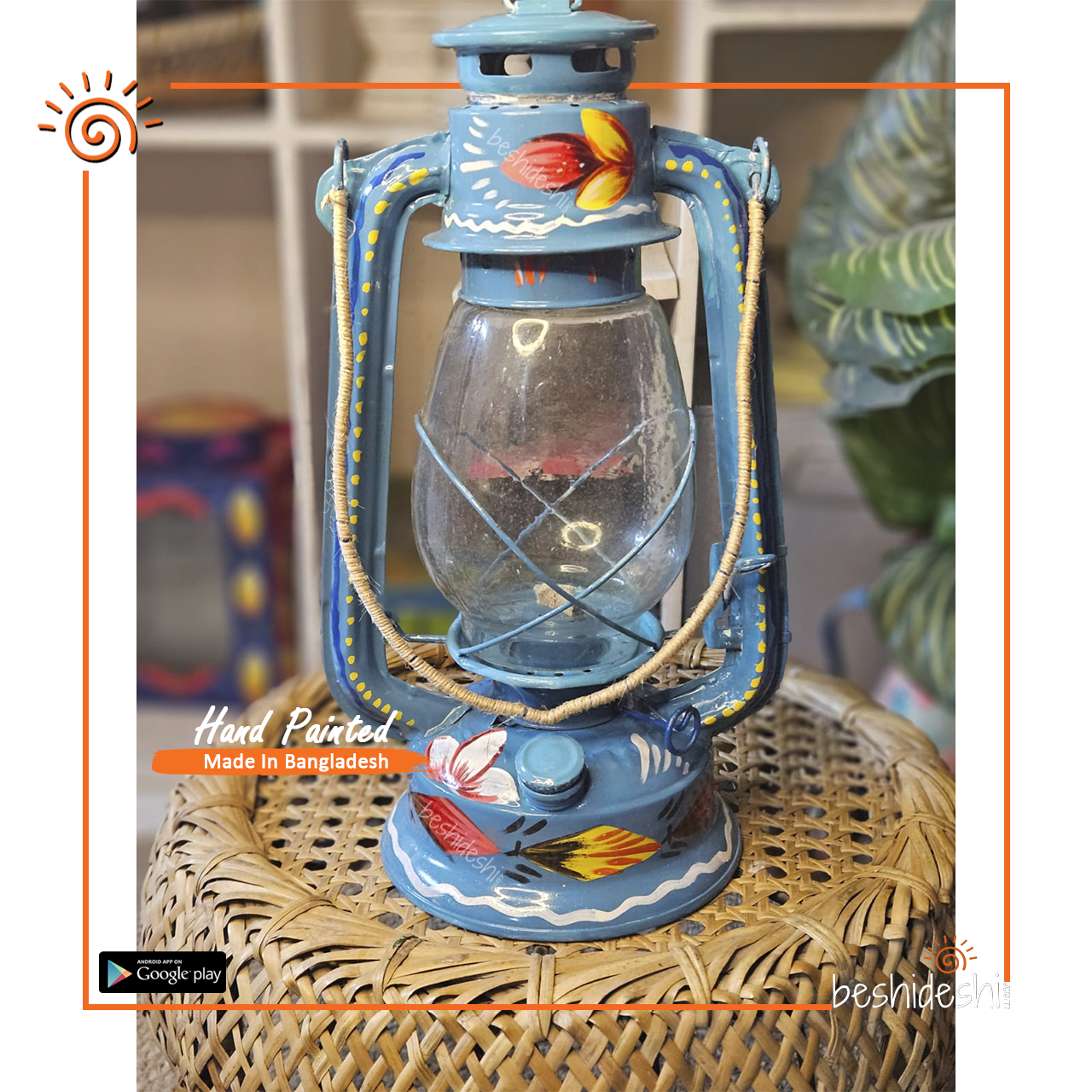 15 Hand Painted Hurricane Lamp