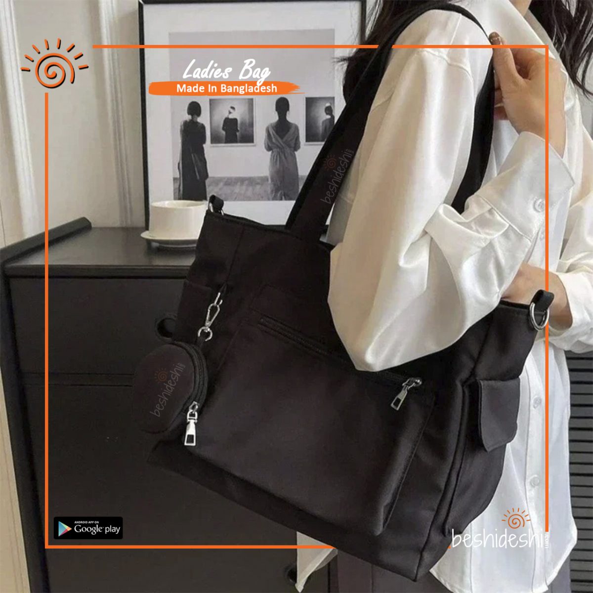 Unisex Ruched Shopper Bag