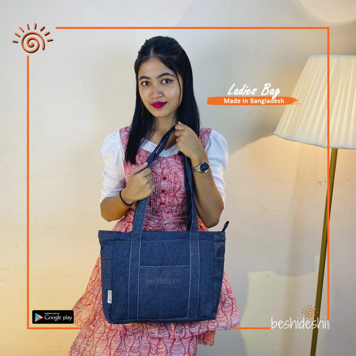 Denim Large Shoulder Bag