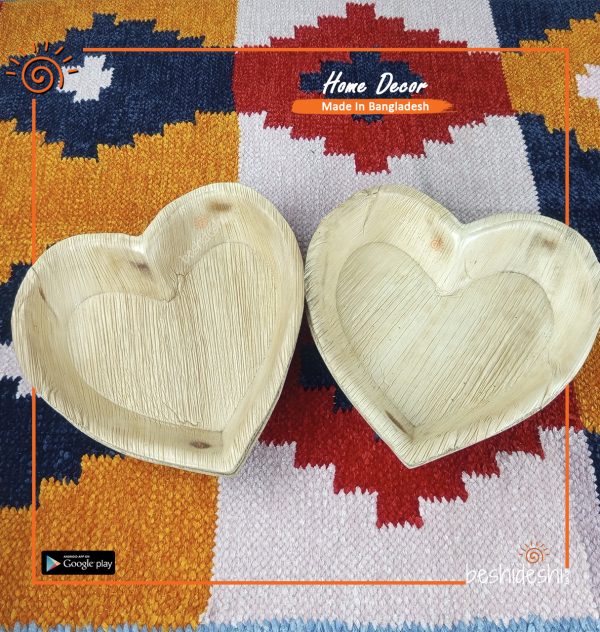 Reusable Areca Heart Shape Plate Set (Small)