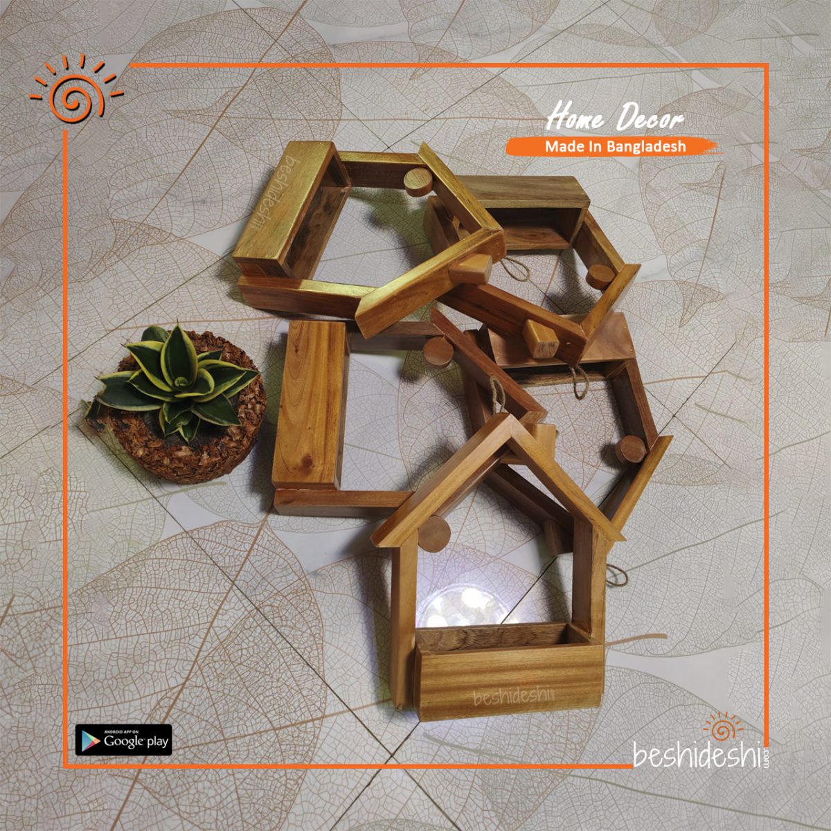 Wooden Plant House Holder