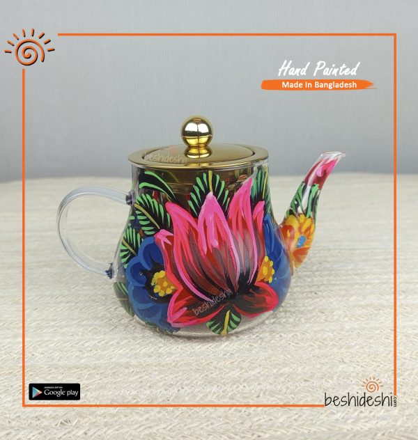 Rickshaw Painted Glass Tea Pot