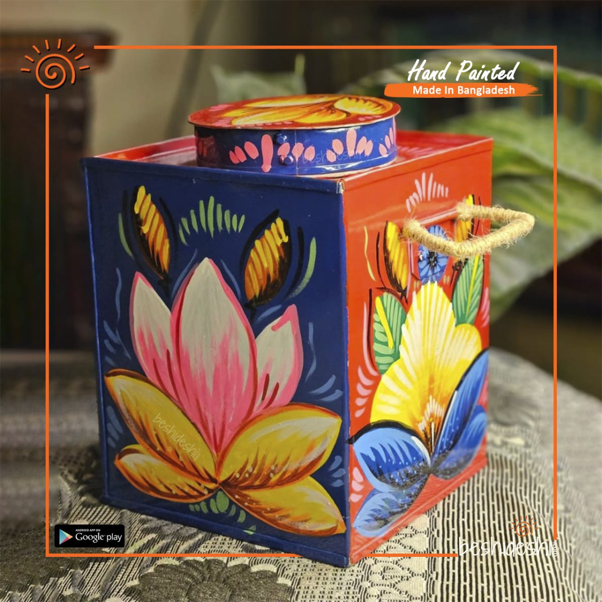 Rickshaw Painted Murir Tin (Small)