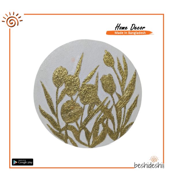 White Golden Tulip Texture Art Canvas