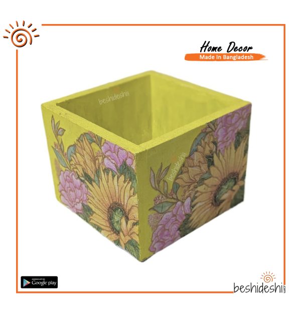 Hand Painted Wooden Flower Vase