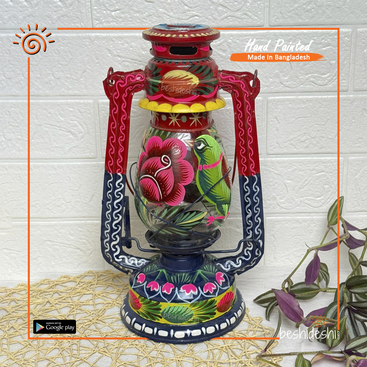 01 Rickshaw Painted Hurricane Lamp