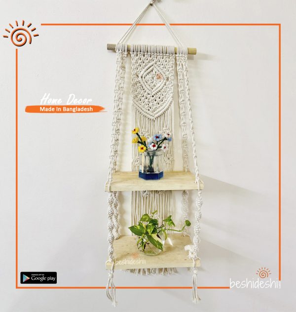 Macramé Double Layer Wall Shelf