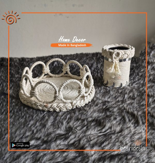 Macramé Tray & Pen Holder Set