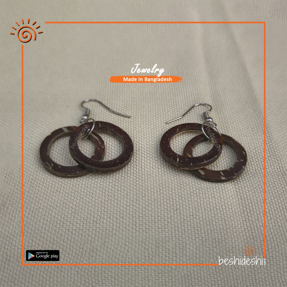 Handmade Coconut Shell Earring