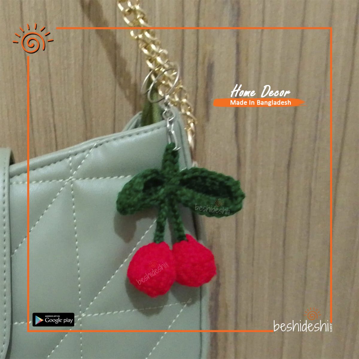 Crochet Cherry Key Ring