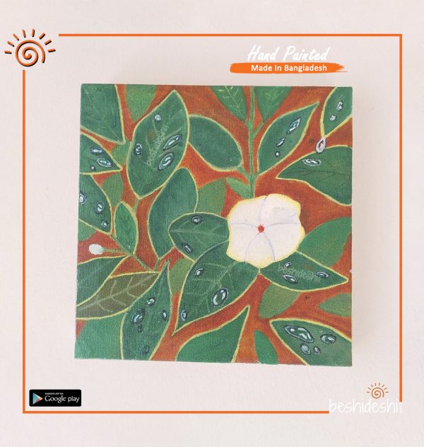 Hand Painted Leaf & Flower Canvas