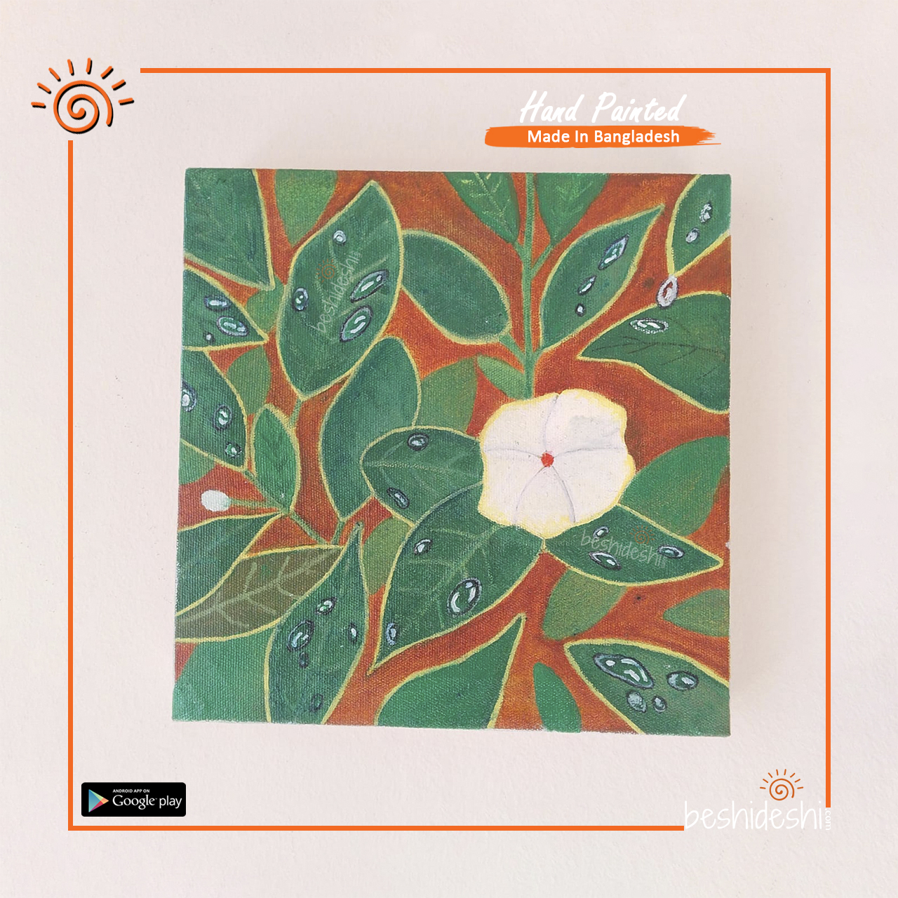 02 Hand Painted Leaf & Flower Canvas