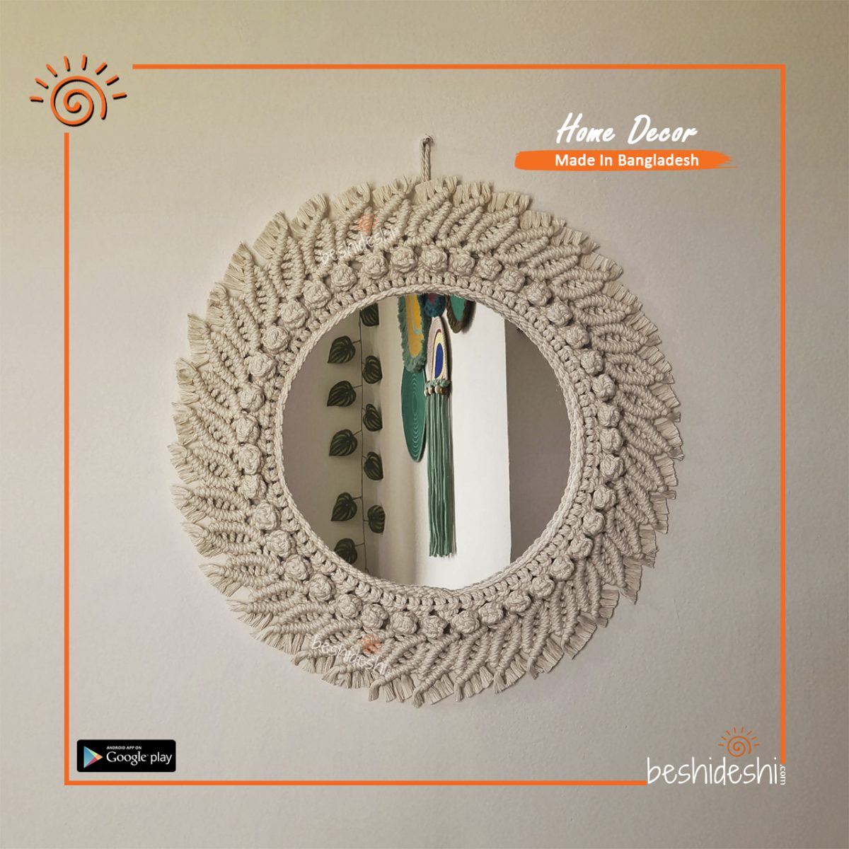 Macramé Wall Décor Mirror