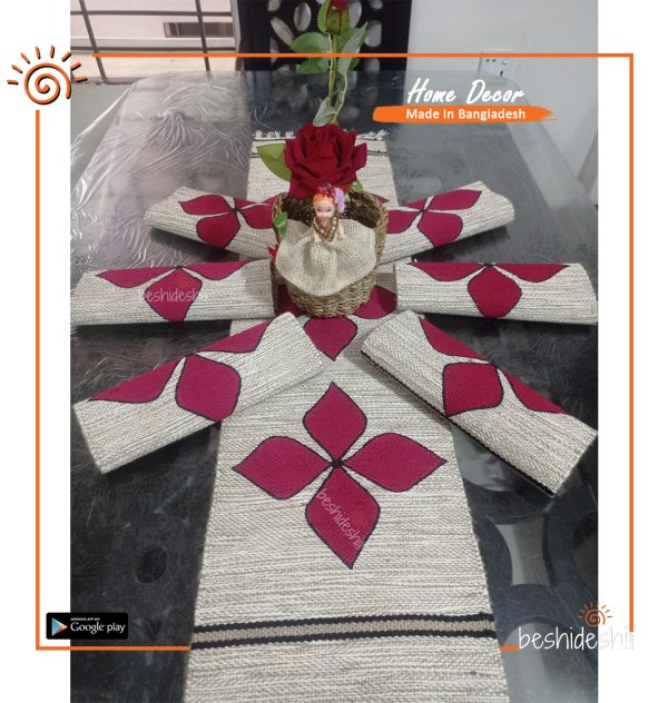 Handprint Jute Table Runner (6Pcs Set)
