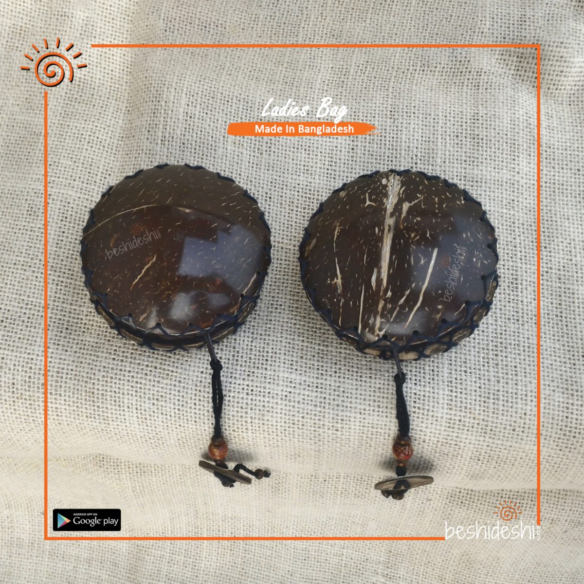 Handmade Coconut Shell Coral Purse