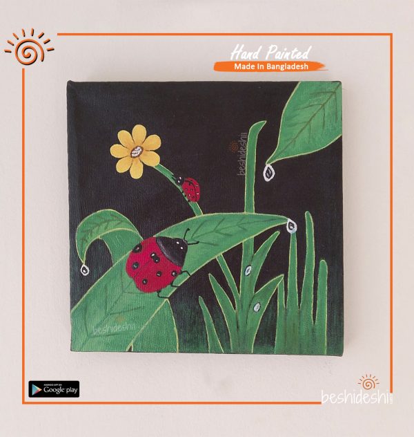 Hand Painted Ladybug Art Canvas