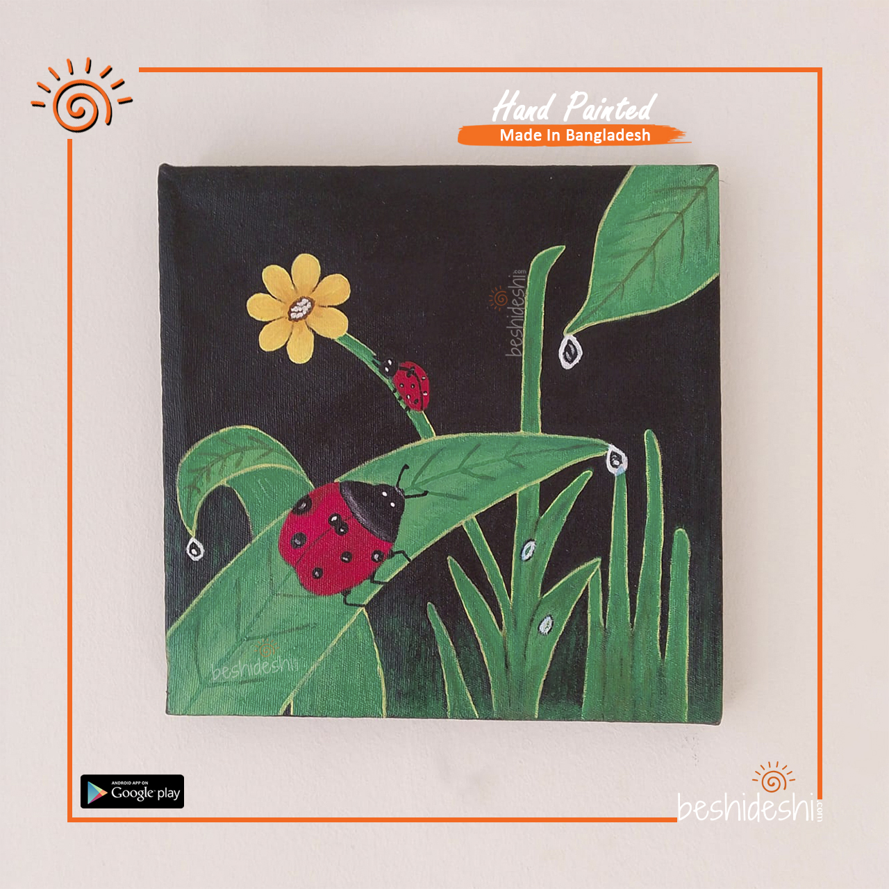 03 Hand Painted Ladybug Art Canvas