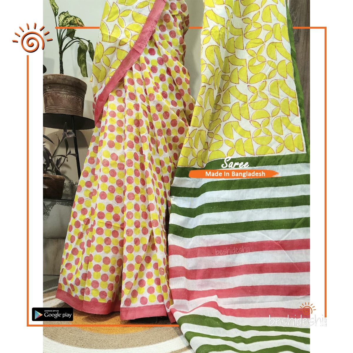 Lavonna Cotta Block Print Saree