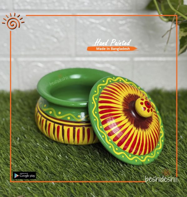 Hand Painted Round Clay Pot