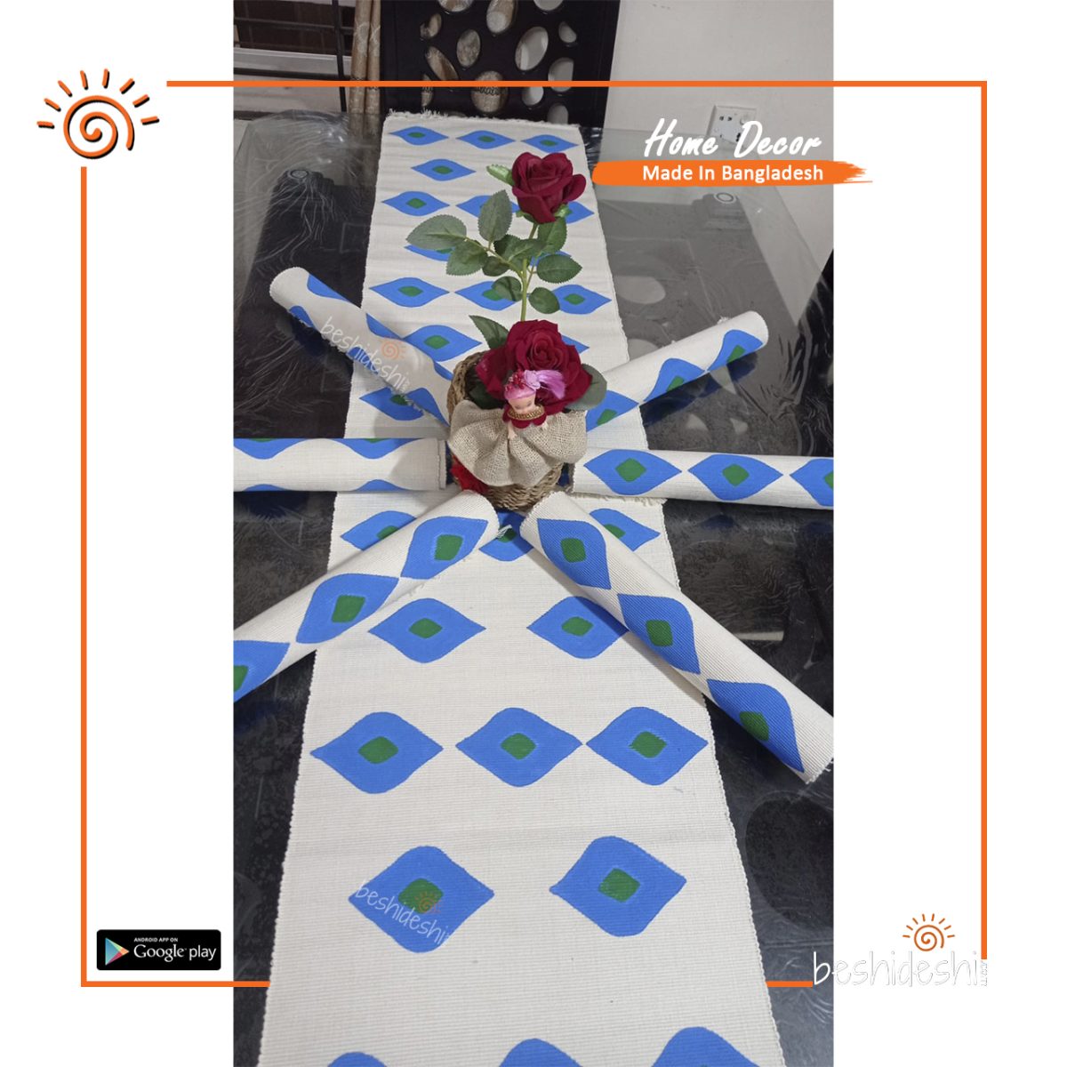 Handprint Cotton Table Runner (6Pcs Set)