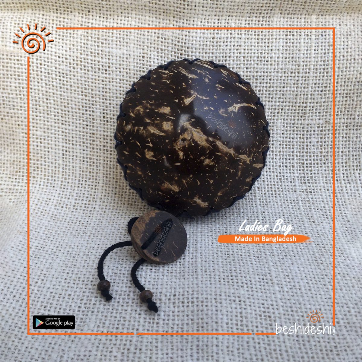 Handmade Coconut Shell Coral Purse