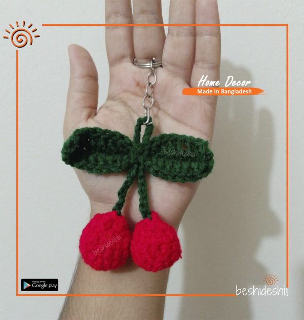 Crochet Cherry Key Ring