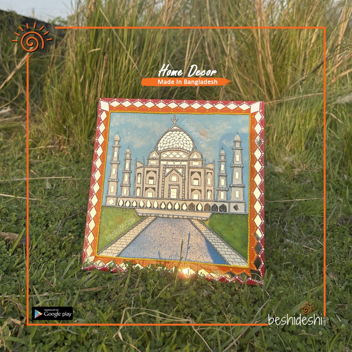 "Taj Mahal" Mirror Work Wall Hanging