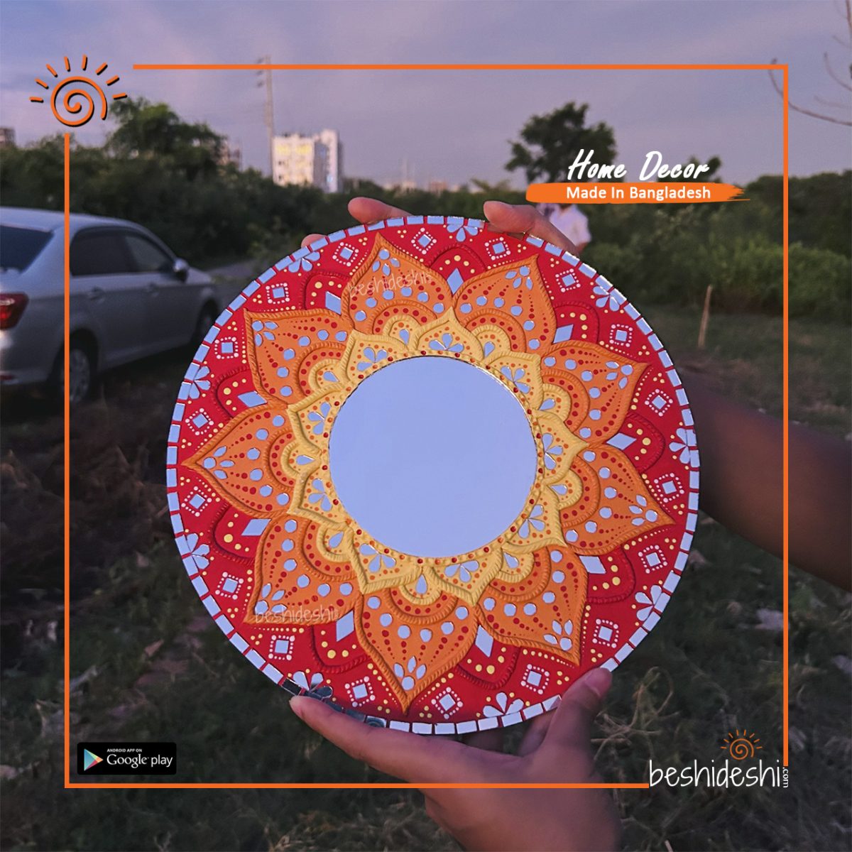 "Ronger Proticchobi" Mirror Work Wall Hanging