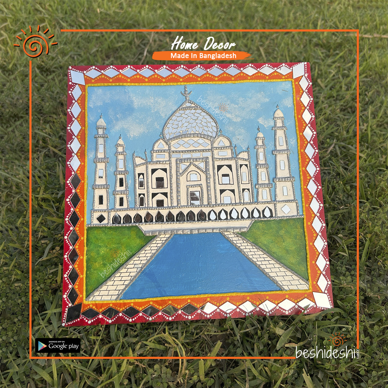 06 "Taj Mahal" Mirror Work Wall Hanging