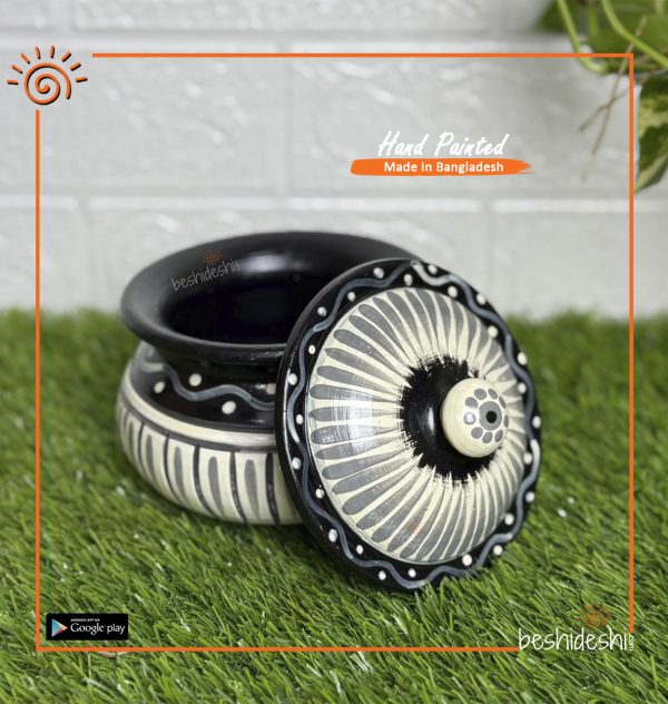 Hand Painted Round Clay Pot