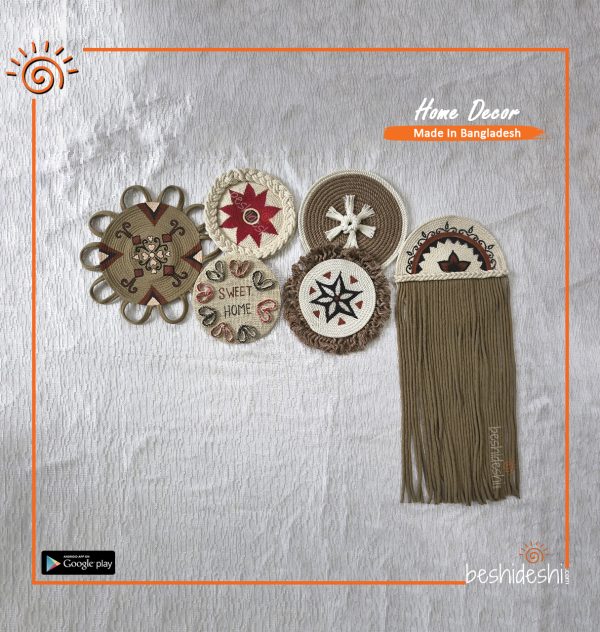 Hand Painted Macramé Boho Wall Décor Set