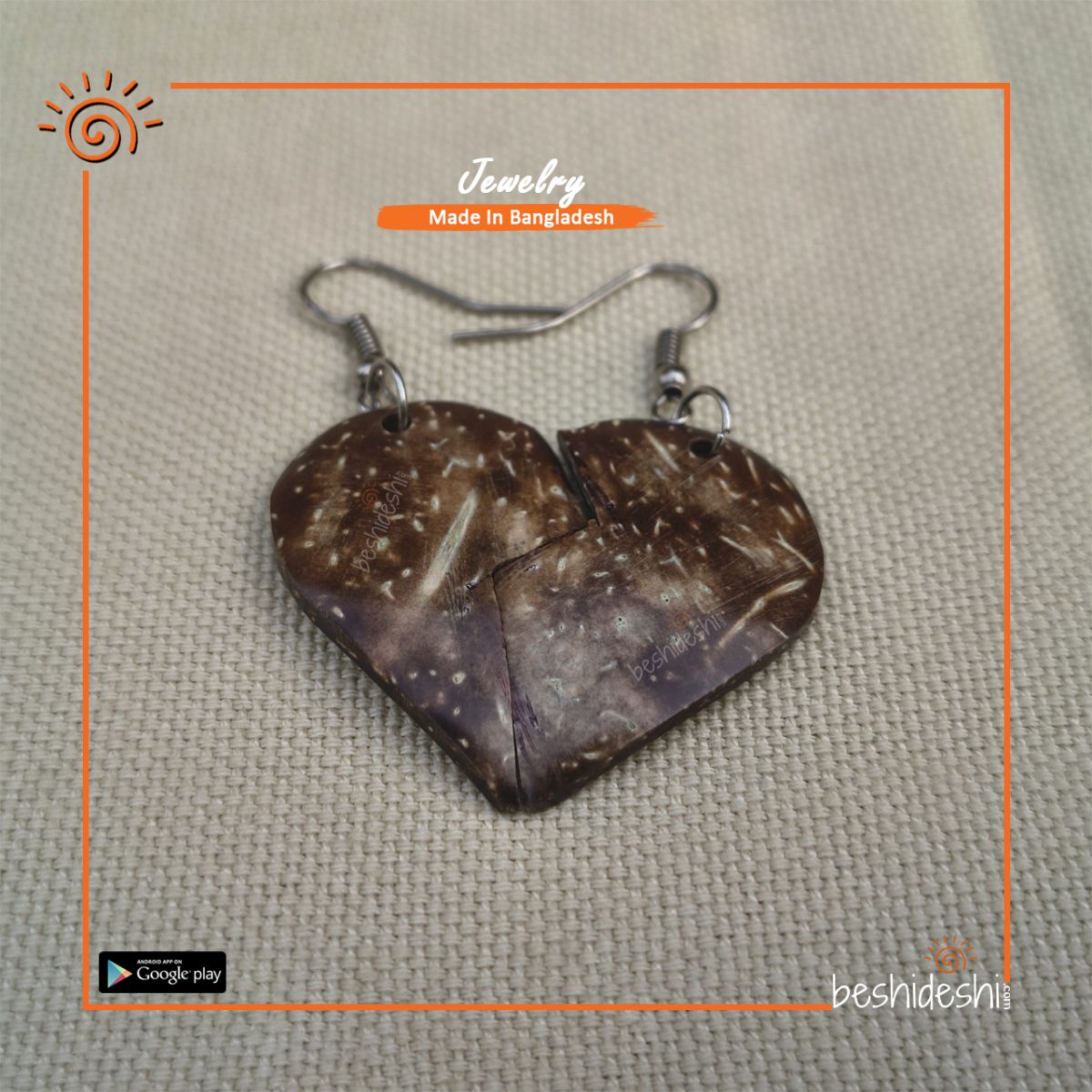 Handmade Coconut Shell Earring