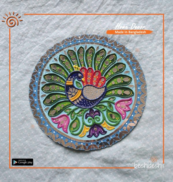 "Nil Mayur" Mirror Work Wall Hanging